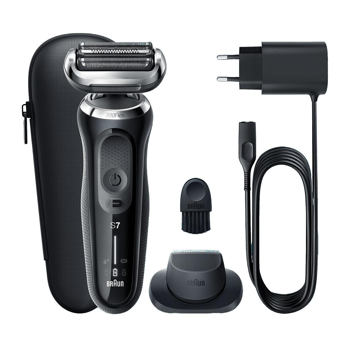 Máquina de Barbear Braun Series 7 71-N1200s 360° Flex, Utilização em Seco ou em Molhado, com Aparador de Precisão Preto-1