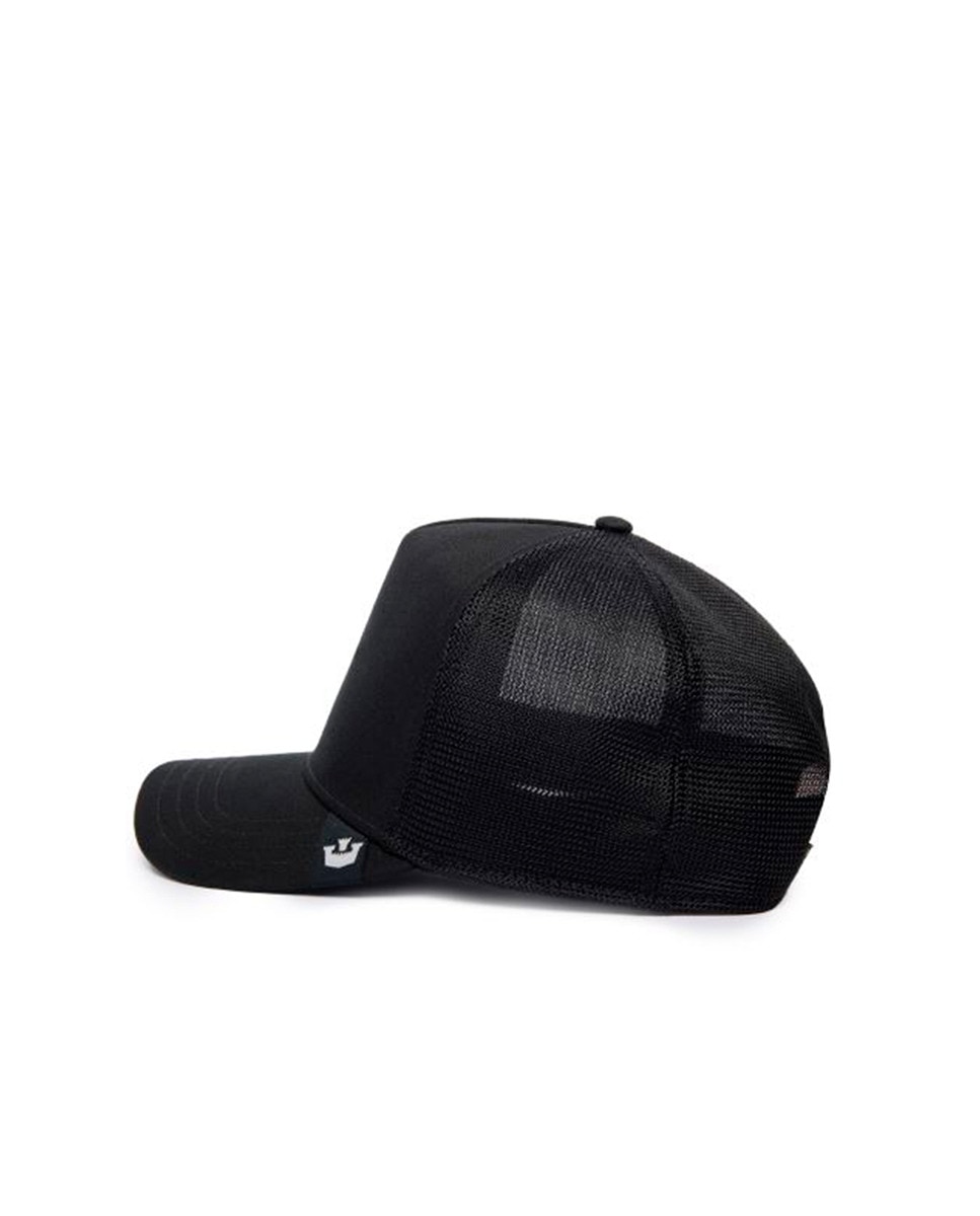 Boné de Basebol Tipo Trucker com Emblema de Serpente à Frente Preto-3