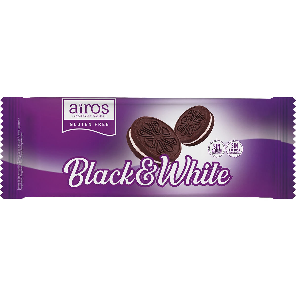 Black & White galletas rellenas sin gluten y sin lactosa envase 300 g
