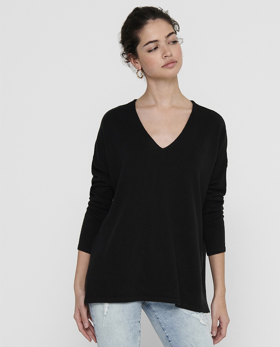 Jersey Basico Jersey Negro Cuello Cisne Mujer Jersey Corto De