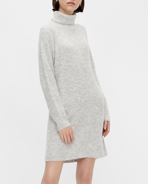 Imagen 0 de Vestido de punto canalé de cuello vuelto