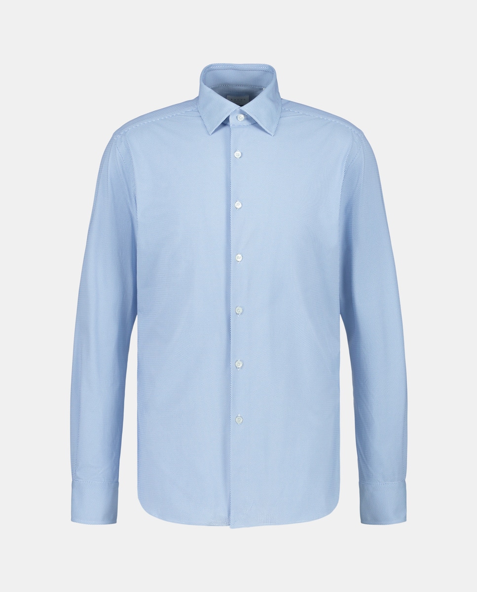 Camisa Italiana de Corte Regular Desportivo Azul-claro-4