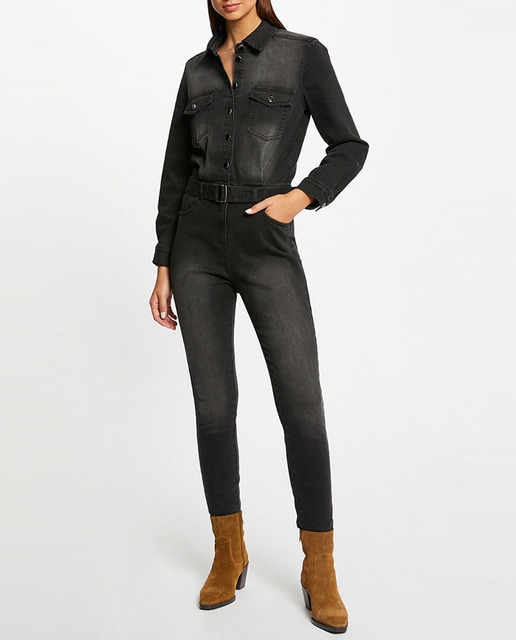 Imagen 0 de Mono largo ajustado vaquero con cinturón