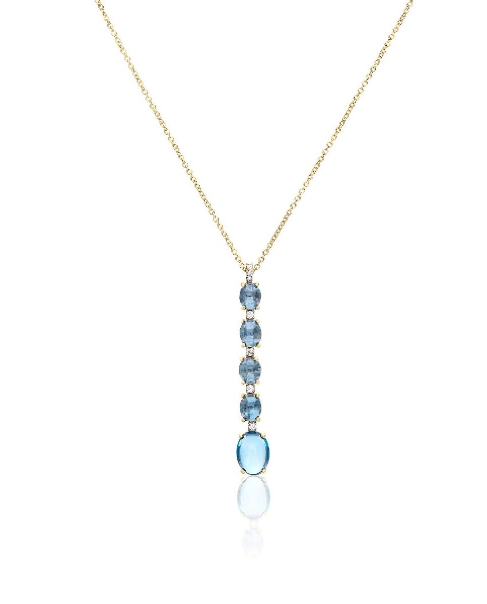 Colar Azure em Ouro, Diamantes e Topazio Azul 1