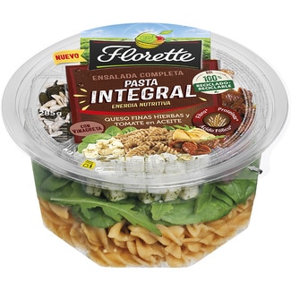 Ensalada Completa de pasta integral con queso a las finas hierbas y tomate en aceite tarrina 285 g - Florette