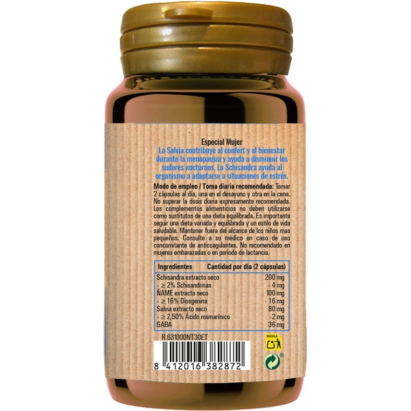 Spezial für Damen Schisandra, Yamsilien Salbei und GABA glutenfrei und vegan Topf 30 Kapseln Gemüse