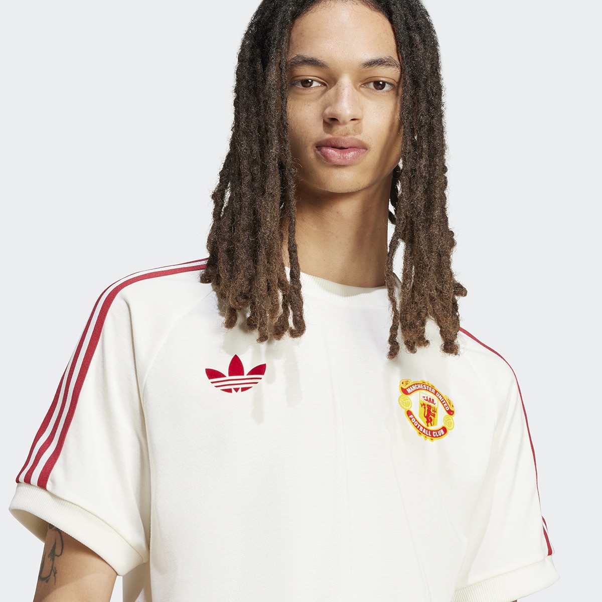 T-shirt de Homem Adicolor Classics Manchester United FC 3 Faixas Branco-3