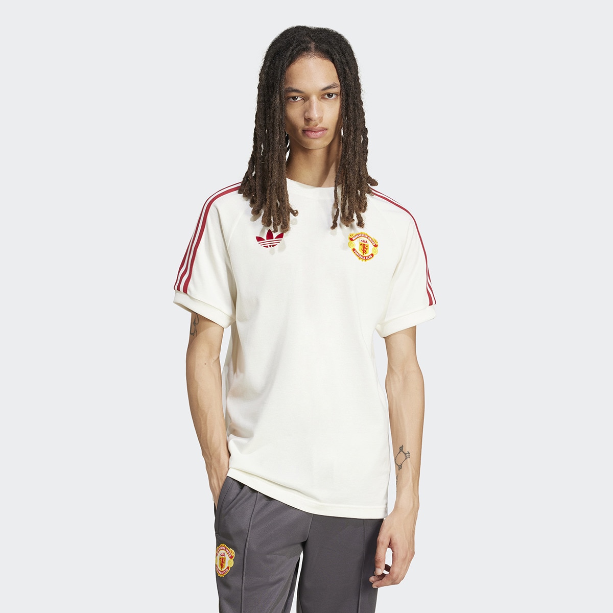T-shirt de Homem Adicolor Classics Manchester United FC 3 Faixas Branco-1