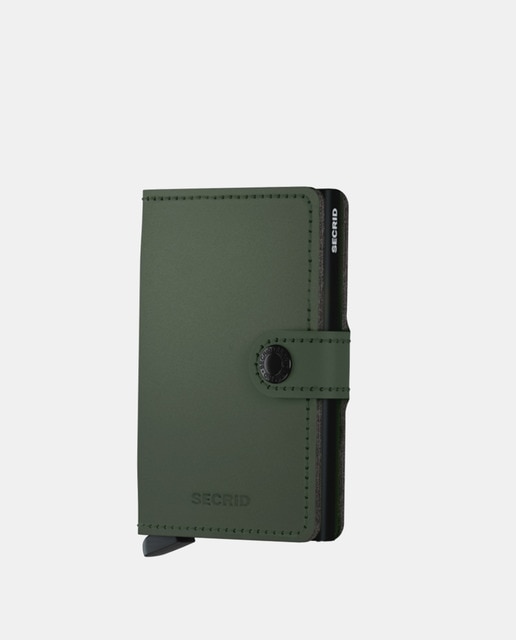 Imagen 0 de Tarjetero de piel mate verde con protección RFID