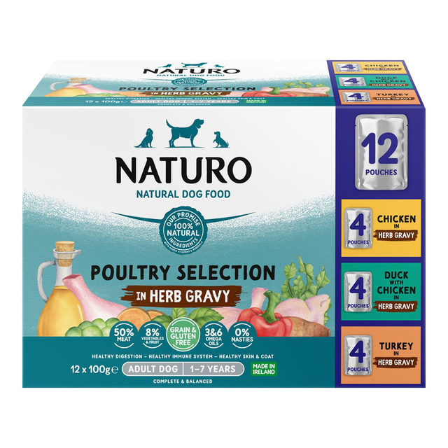 Imagen 0 de Comida húmeda para perros adultos Naturo Multipack grain free aves de corral en salsa 12 x 100 g