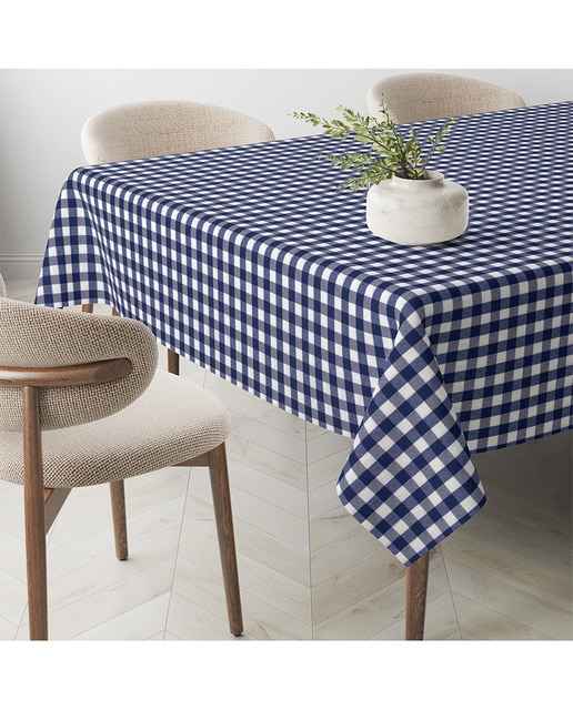 Imagen 0 de Mantel Antimanchas Vichy tacto tela teflón azul marino