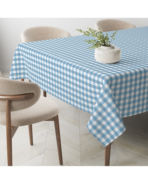 Imagen 0 de Mantel Antimanchas Vichy tacto tela teflón azul