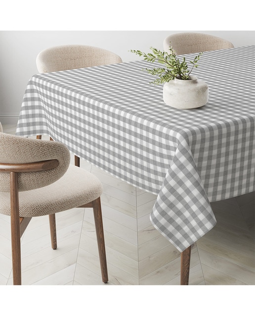 Imagen 0 de Mantel Antimanchas Vichy tacto tela teflón gris claro