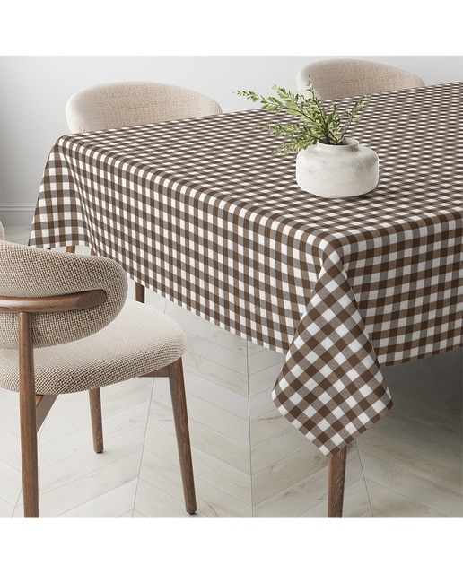 Imagen 0 de Mantel Antimanchas Vichy tacto tela teflón marrón