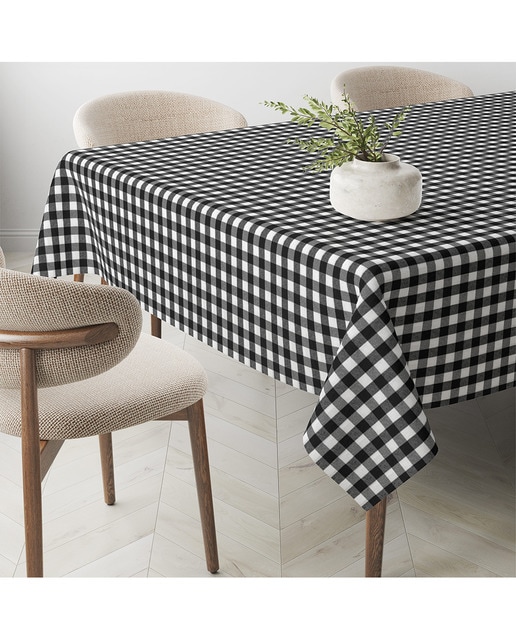 Imagen 0 de Mantel Antimanchas Vichy tacto tela teflón negro