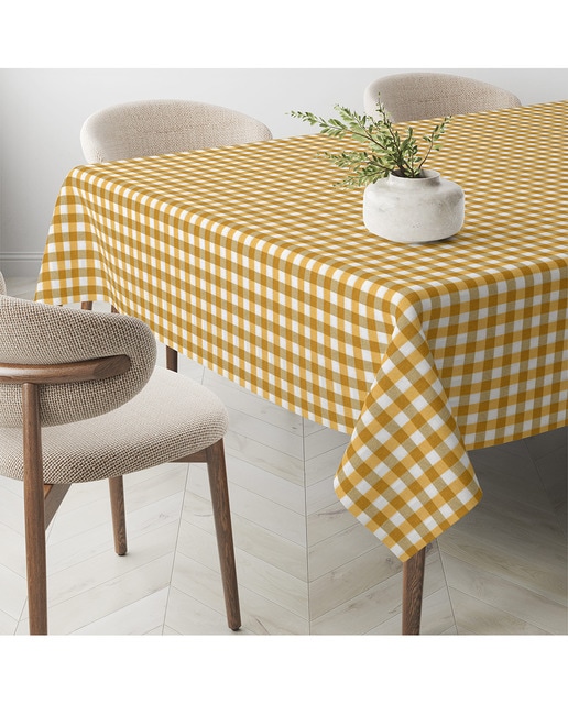 Imagen 0 de Mantel Antimanchas Vichy tacto tela teflón oro