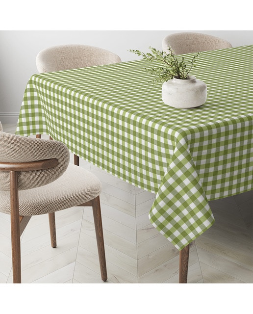 Imagen 0 de Mantel Antimanchas Vichy tacto tela teflón pistacho