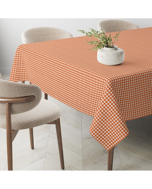 Imagen 0 de Mantel Antimanchas Small Vichy tacto tela teflón naranja
