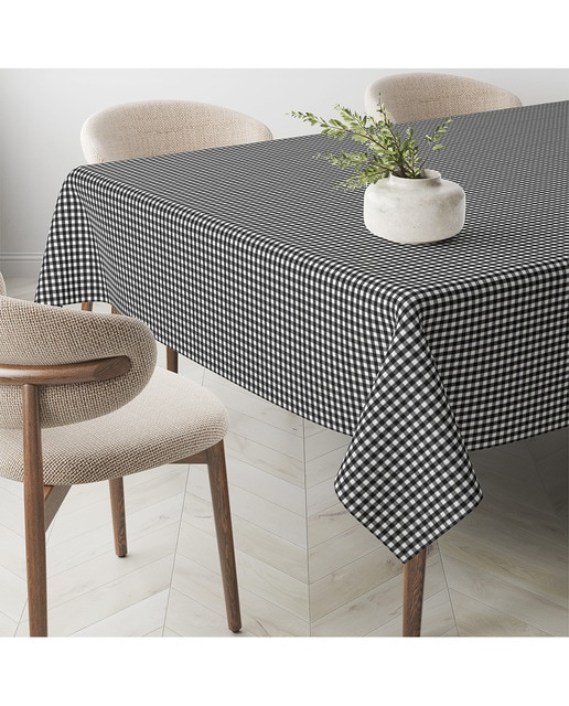 Imagen 0 de Mantel Antimanchas Small Vichy tacto tela teflón negro