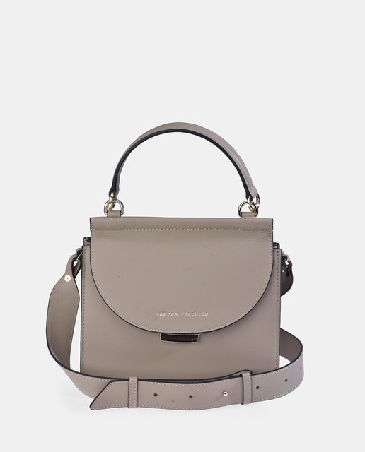 Imagen 0 de Bolso de mano con solapa en piel lisa color negro