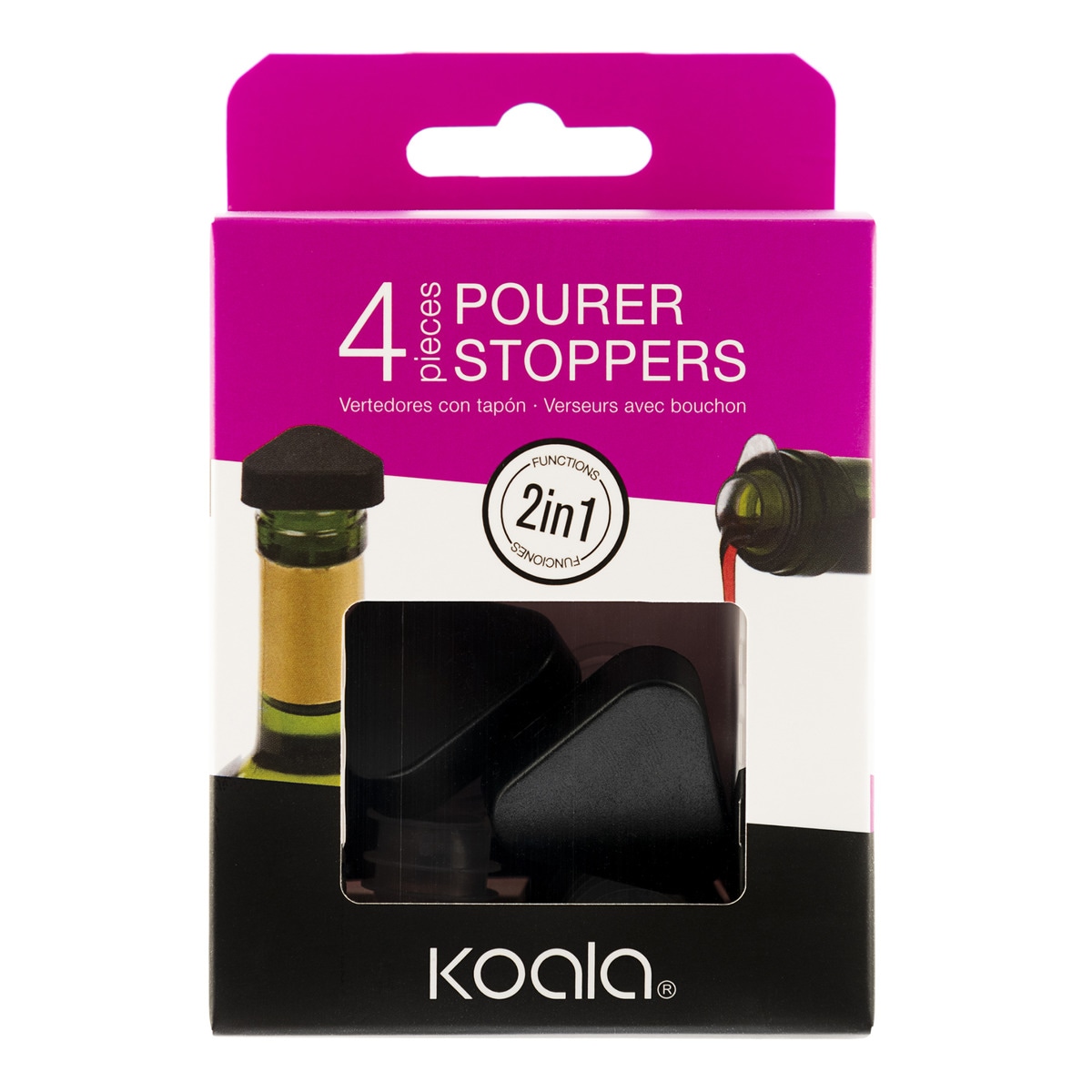 Pack 4 tapones antigoteo Triangular Koala Negro-3