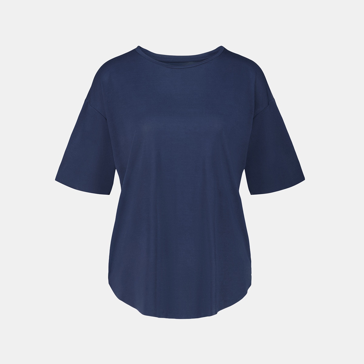 Camiseta manga corta suelta mujer Azul marino-4