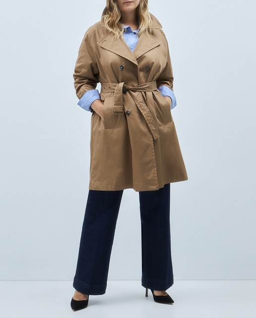 Imagen 0 de Gabardina de mujer de color liso y cuello solapa