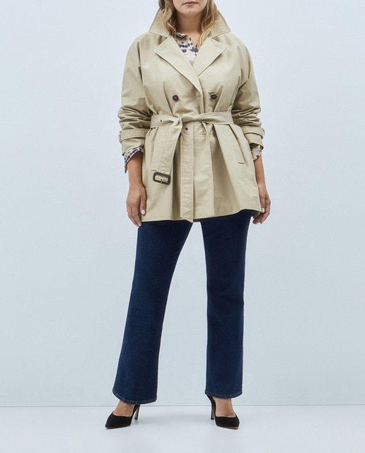 Imagen 0 de Gabardina de mujer de color liso y cuello solapa