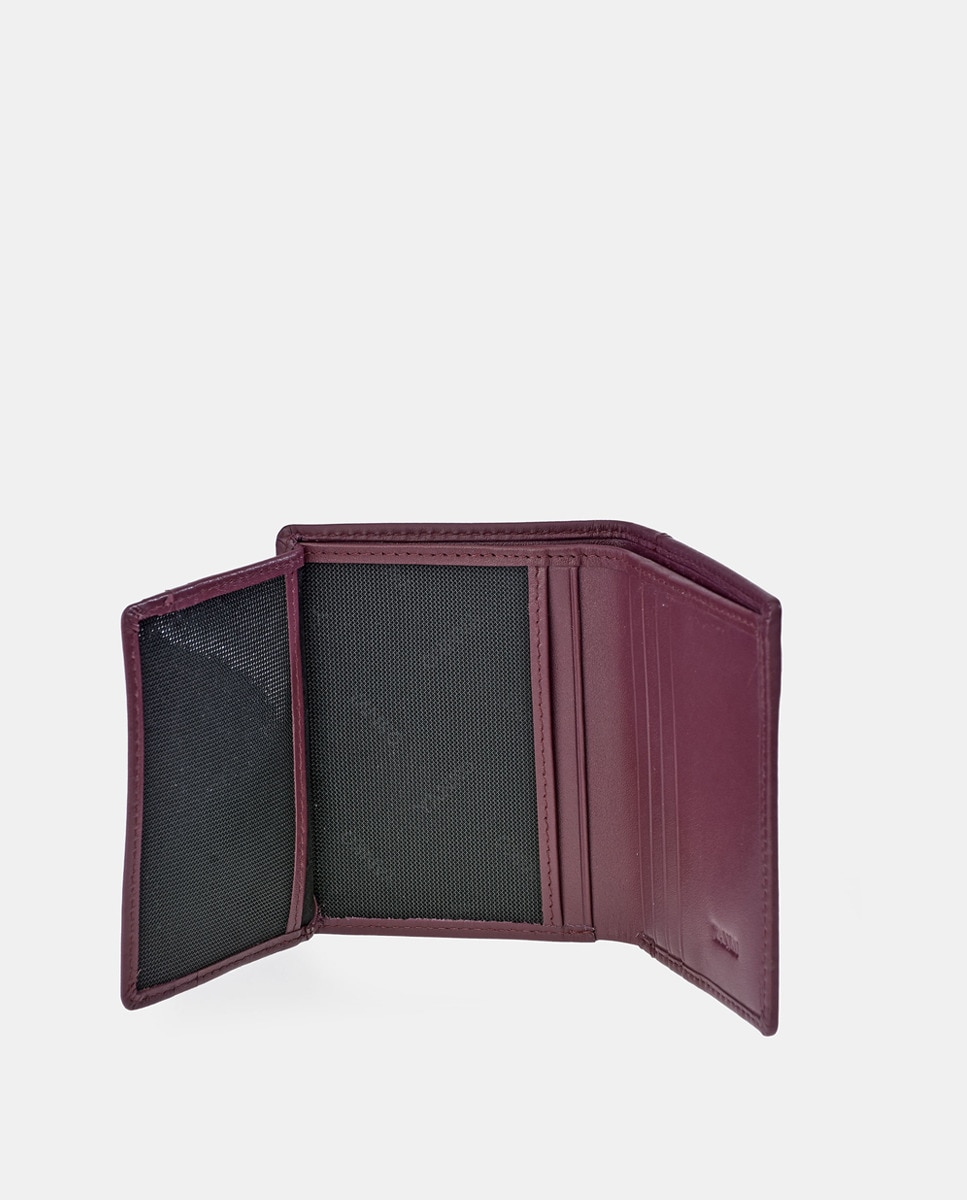 Carteira com Porta-Moedas em Pele - Preto Bordeaux-4