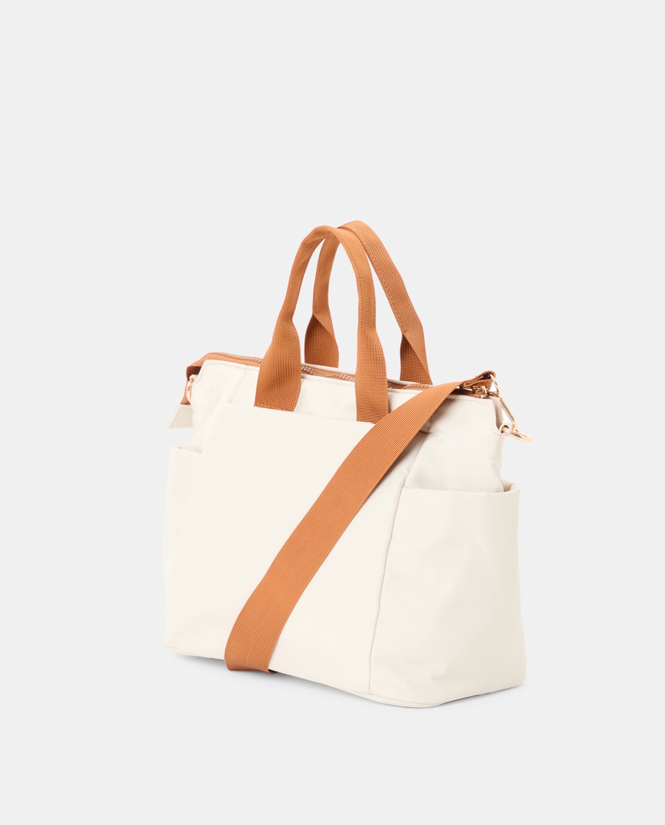 Mala Shopper de Nylon com Alça de Tiracolo 120 Cru-2