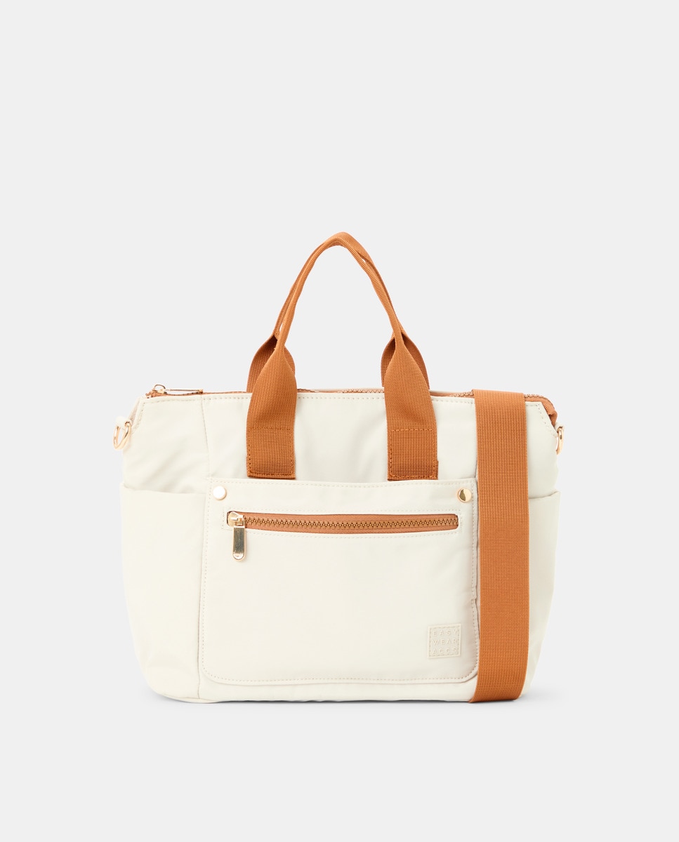 Mala Shopper de Nylon com Alça de Tiracolo 120 Cru-1