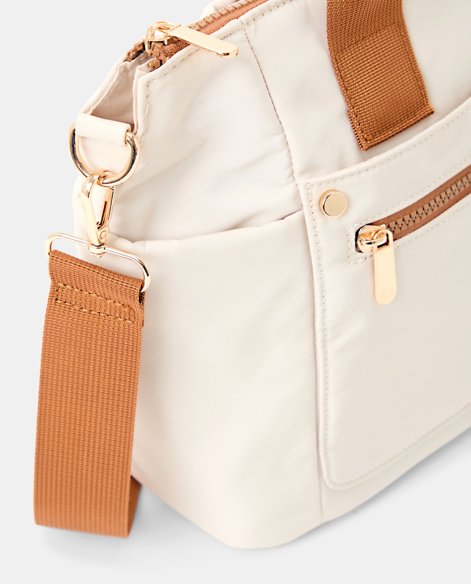 Mala Shopper de Nylon com Alça de Tiracolo 120 Cru-3
