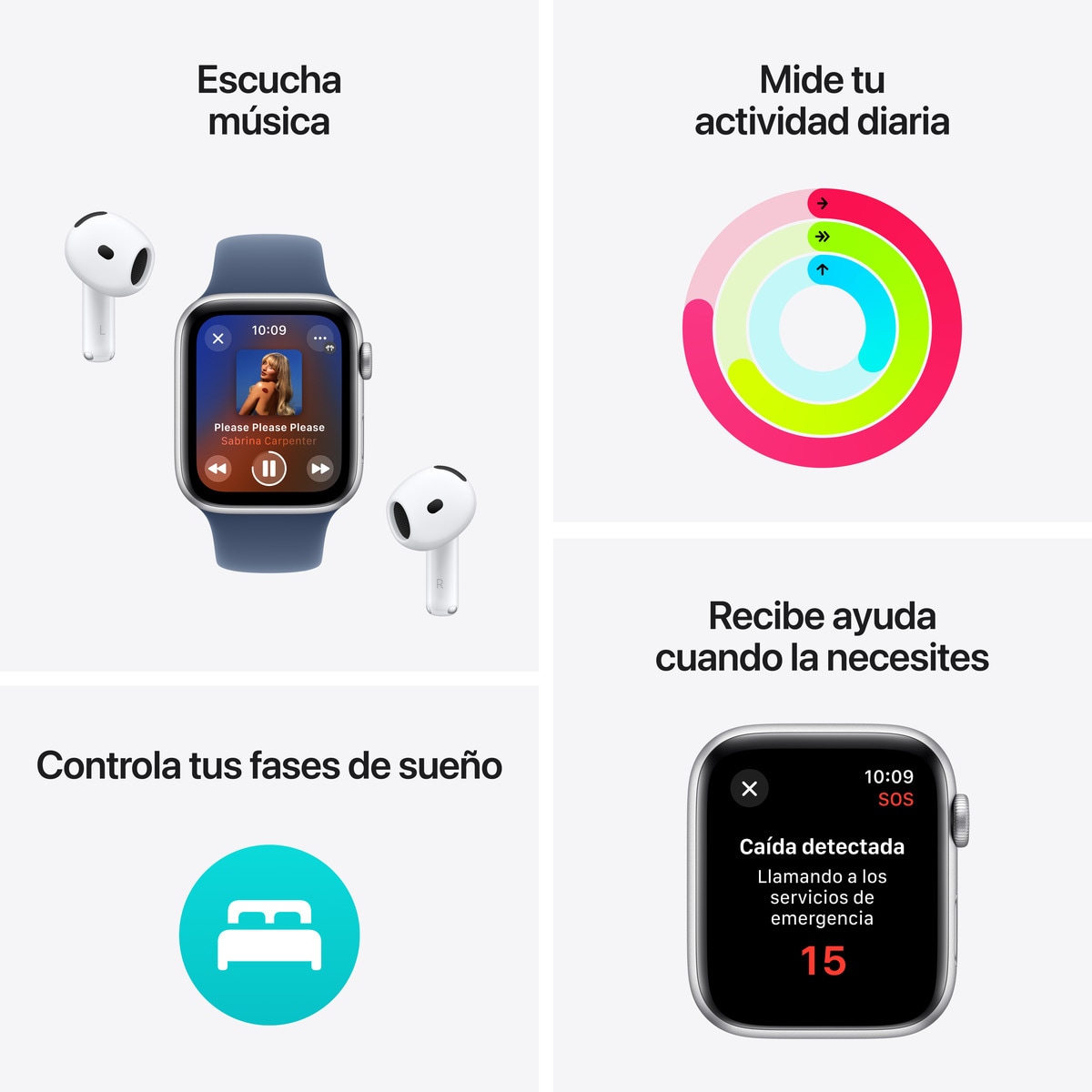 Apple Watch SE GPS 40mm Aluminio Plata con correa Deportiva Azul Denim M/L Plata-3