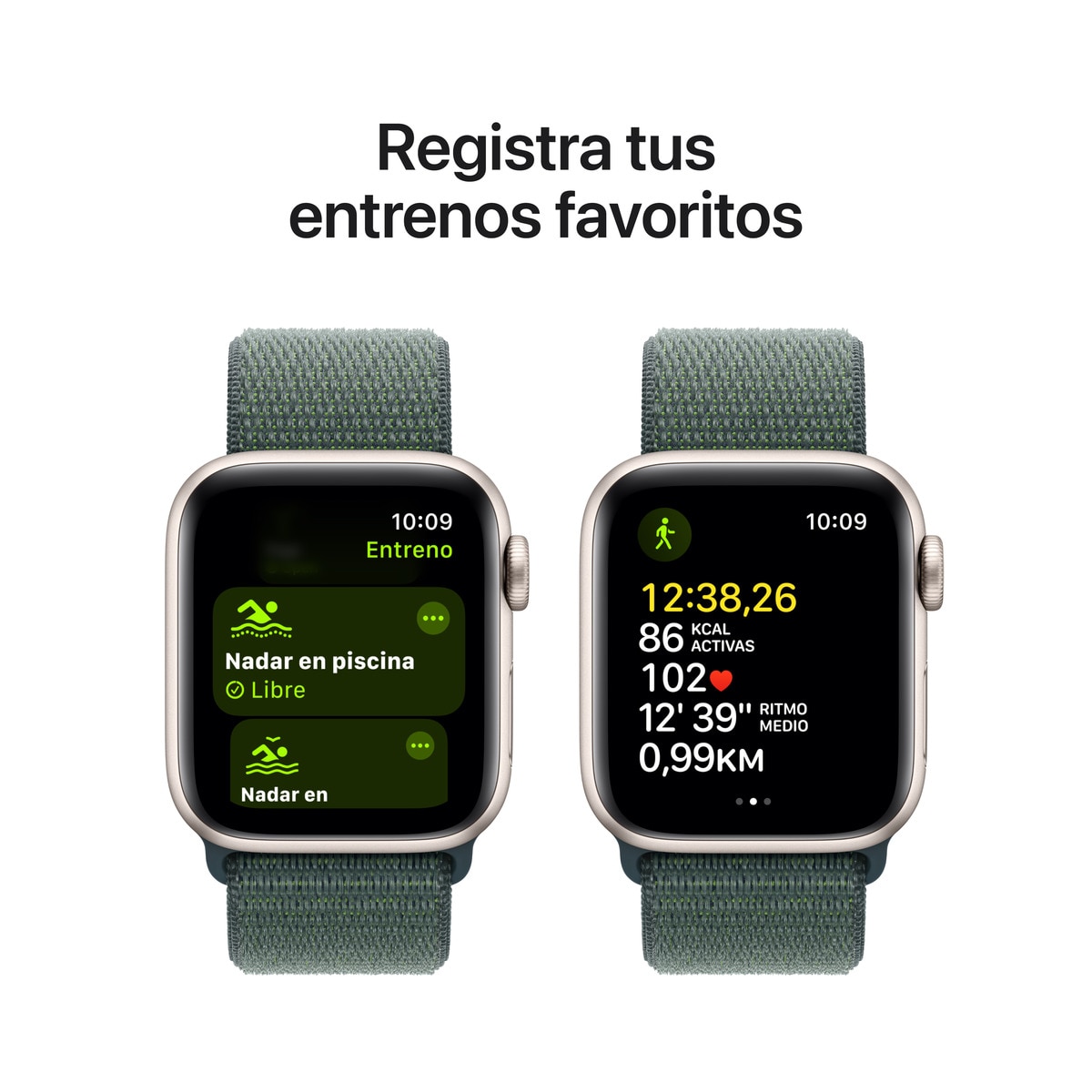 Apple Watch SE GPS 40mm Aluminio Blanco Estrella con correa Loop Deportiva Verde Lago Blanco estrella-6