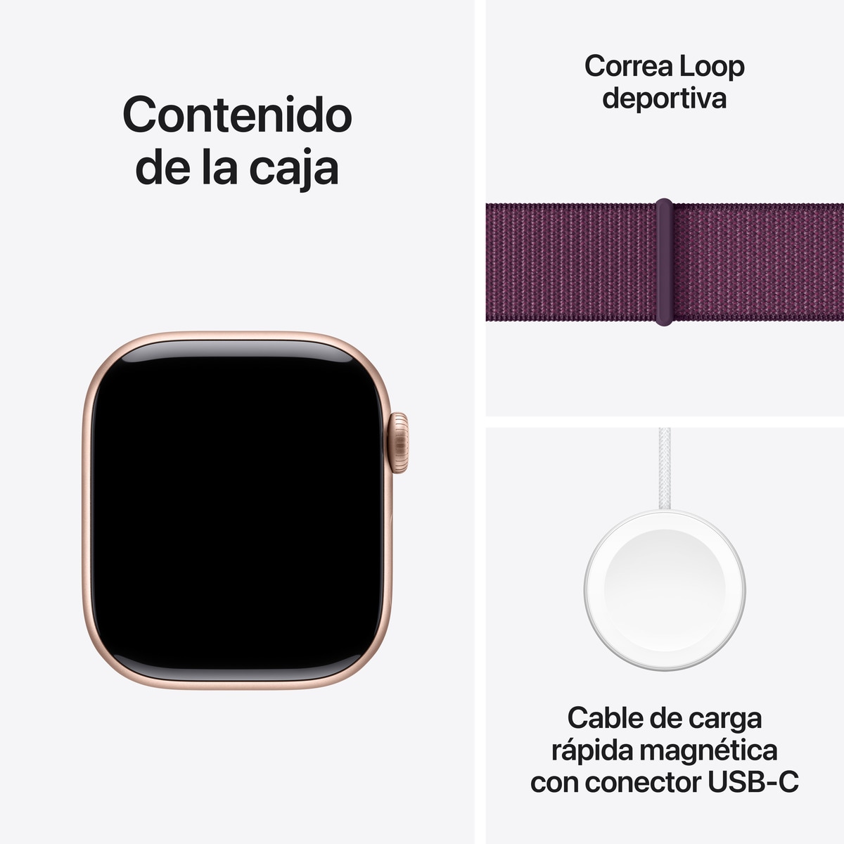 Apple Watch Series 10 GPS 42mm Aluminio Oro Rosa con correa Loop Deportiva Ciruela Oro Rosa-10