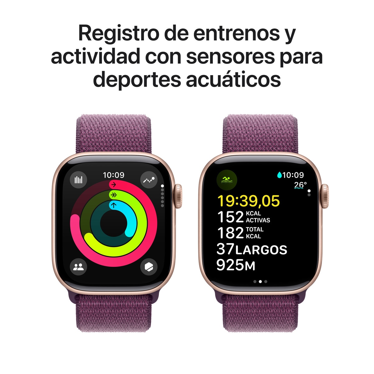 Apple Watch Series 10 GPS 42mm Aluminio Oro Rosa con correa Loop Deportiva Ciruela Oro Rosa-5