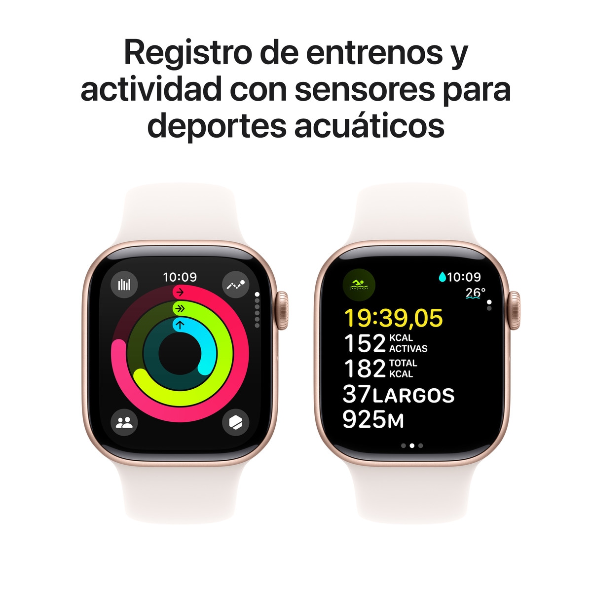 Apple Watch Series 10 GPS + Cellular 42mm Aluminio Oro Rosa con correa Deportiva Rosa Rubor M/L Oro Rosa-5
