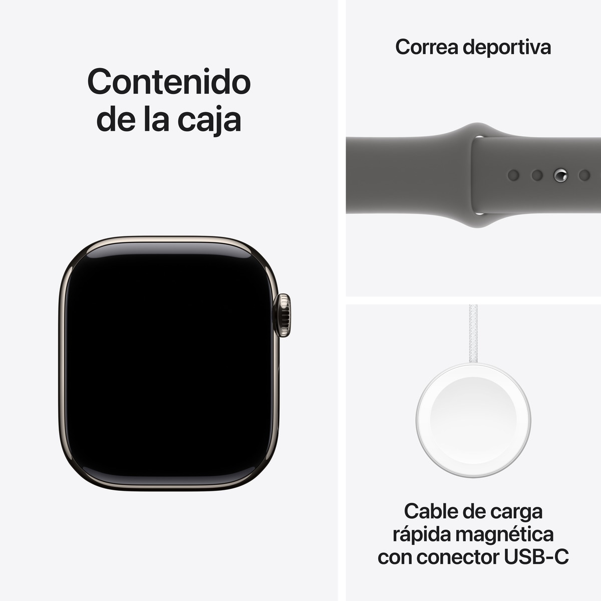 Apple Watch Series 10 GPS + Cellular 42mm Titanio Natural con correa Deportiva Gris Piedra M/L Natural-10