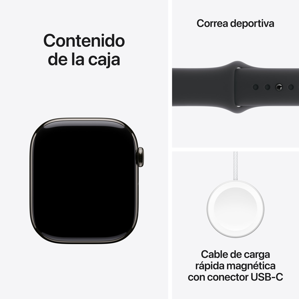 Apple Watch Series 10 GPS + Cellular 42mm Titanio Pizarra con correa Deportiva Negra M/L Pizarra-10