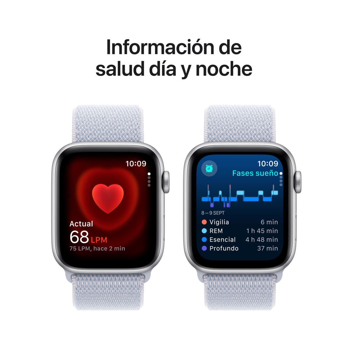 Apple Watch SE GPS 44mm - Alumínio Prata com Bracelete Loop Desportiva Blue Cloud Prata-5