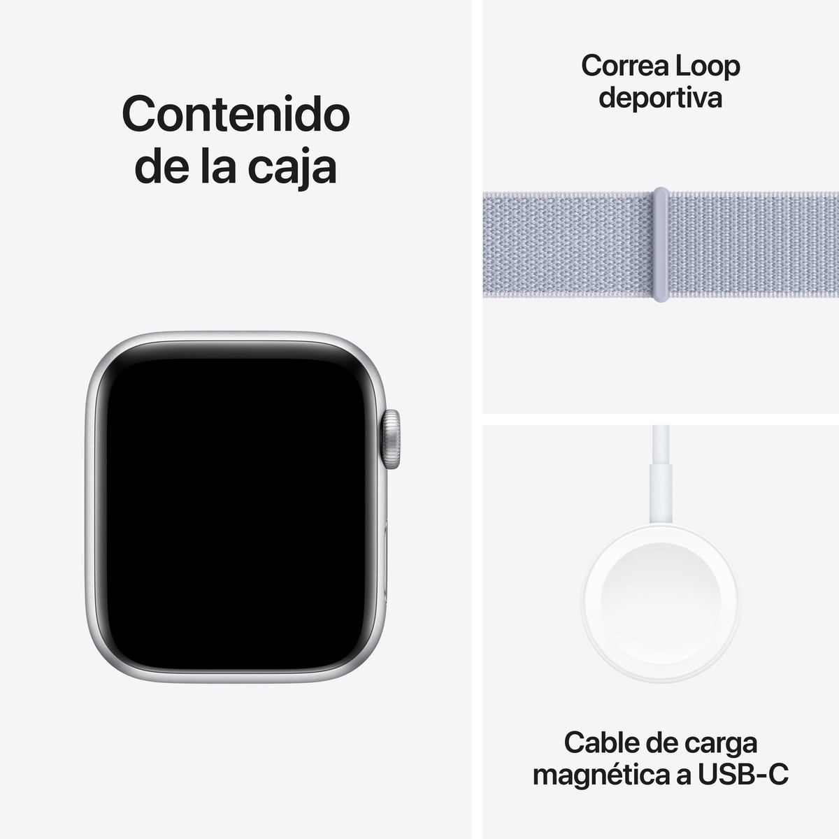 Apple Watch SE GPS 44mm - Alumínio Prata com Bracelete Loop Desportiva Blue Cloud Prata-7