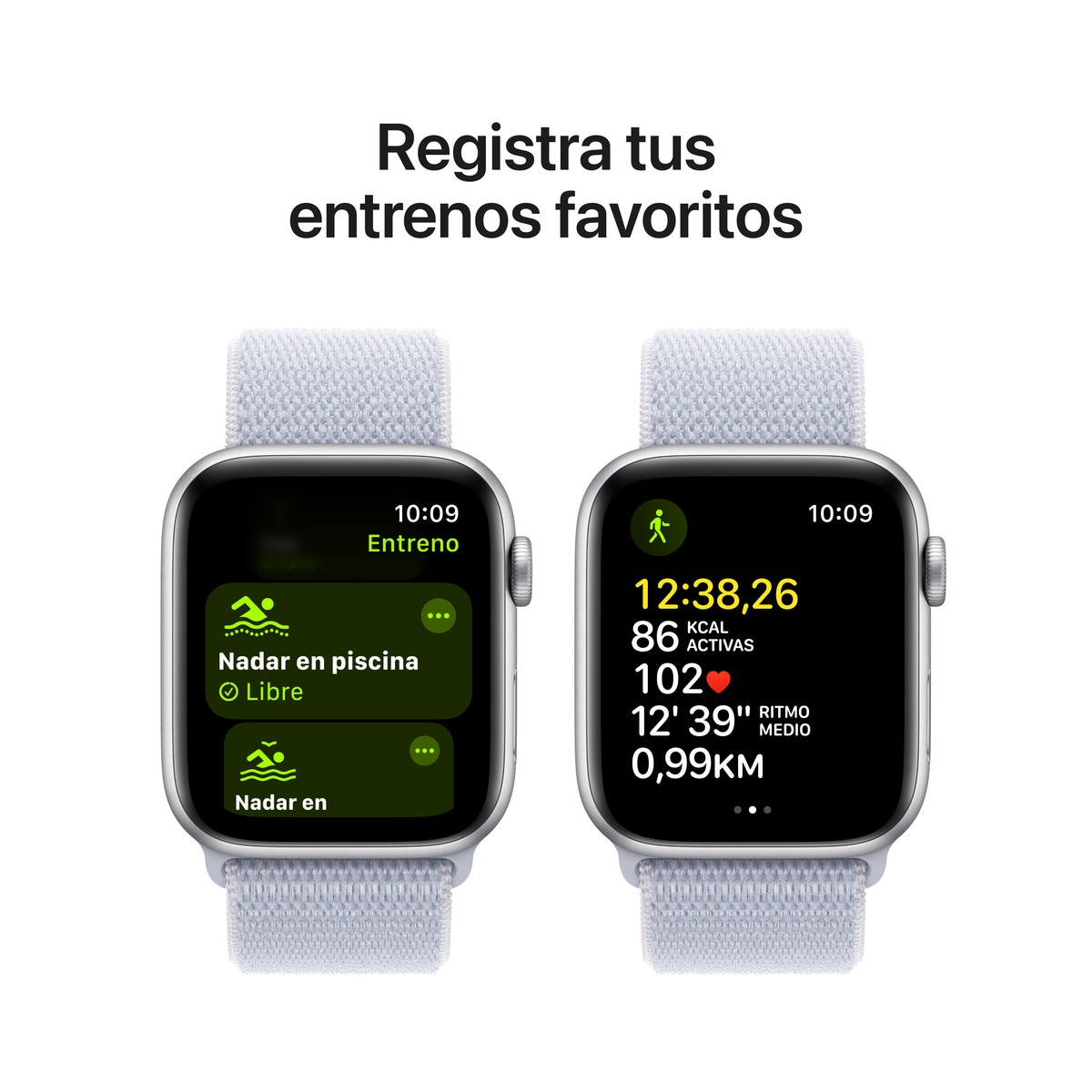 Apple Watch SE GPS 44mm - Alumínio Prata com Bracelete Loop Desportiva Blue Cloud Prata-6