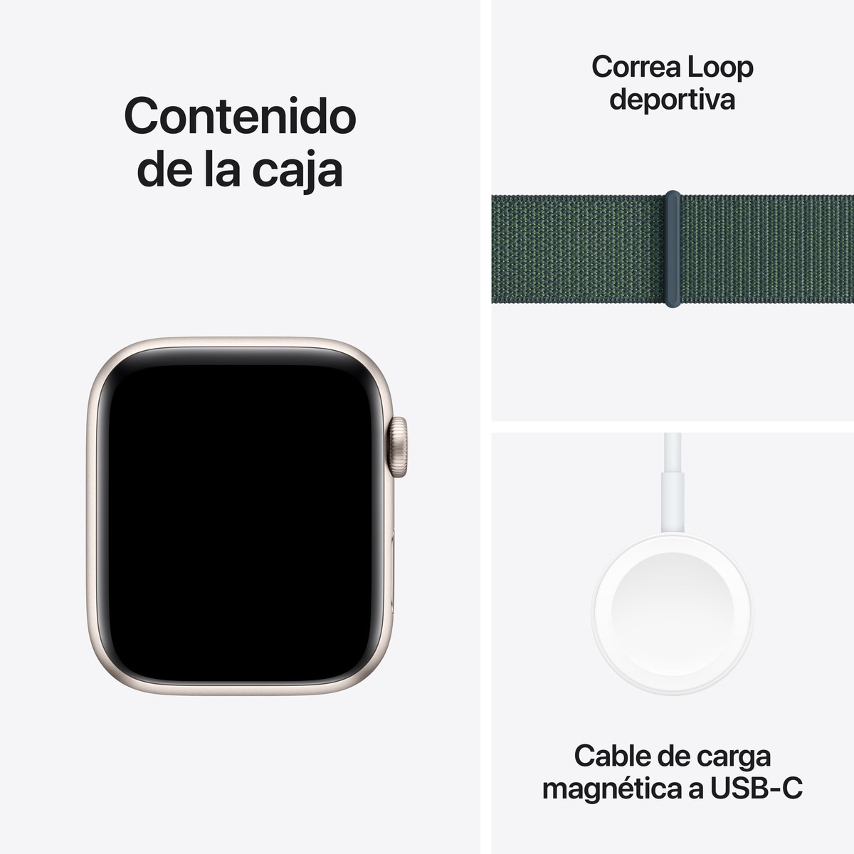 Apple Watch SE GPS 44mm Aluminio Blanco Estrella con correa Loop Deportiva Verde Lago Blanco estrella-7