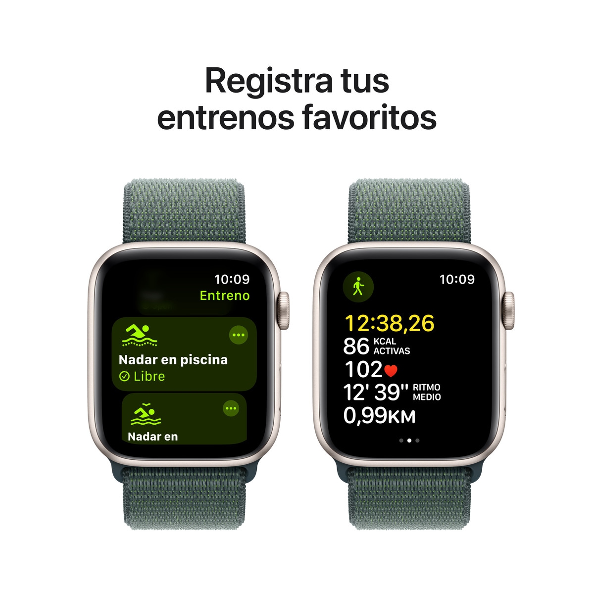 Apple Watch SE GPS 44mm Aluminio Blanco Estrella con correa Loop Deportiva Verde Lago Blanco estrella-6