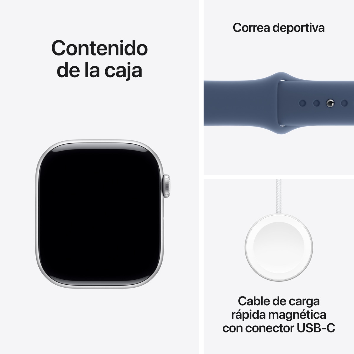 Apple Watch Series 10 GPS 46mm - Alumínio Prata com Bracelete Desportiva Azul Denim (Tam. M/L) Prata-10
