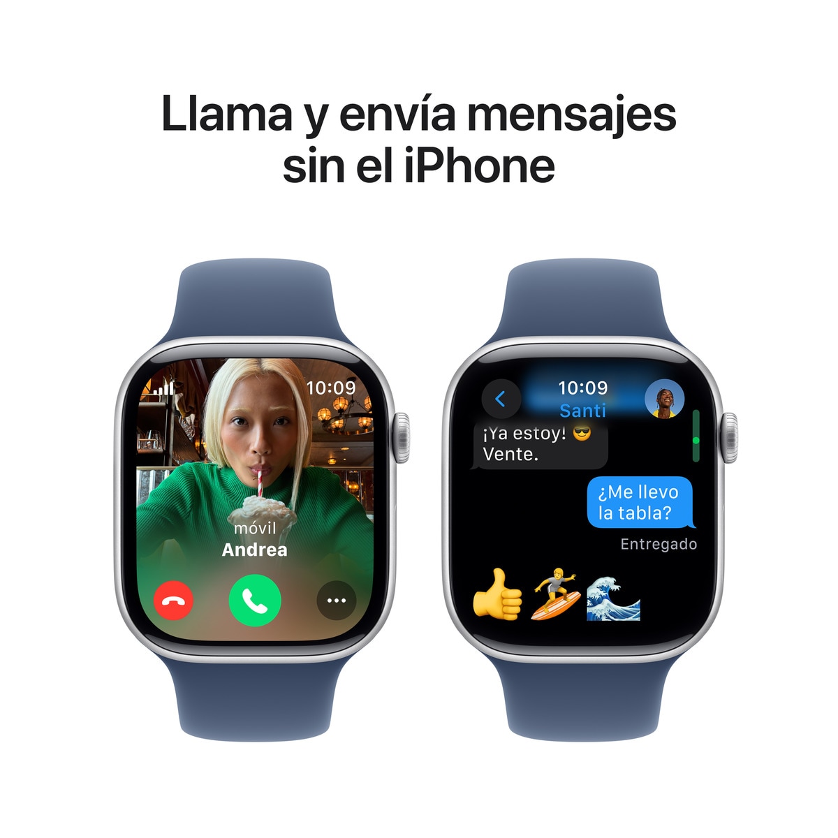 Apple Watch Series 10 GPS + Cellular 46mm - Alumínio Prata com Bracelete Desportiva Azul Denim (Tam. M/L) Prata-8
