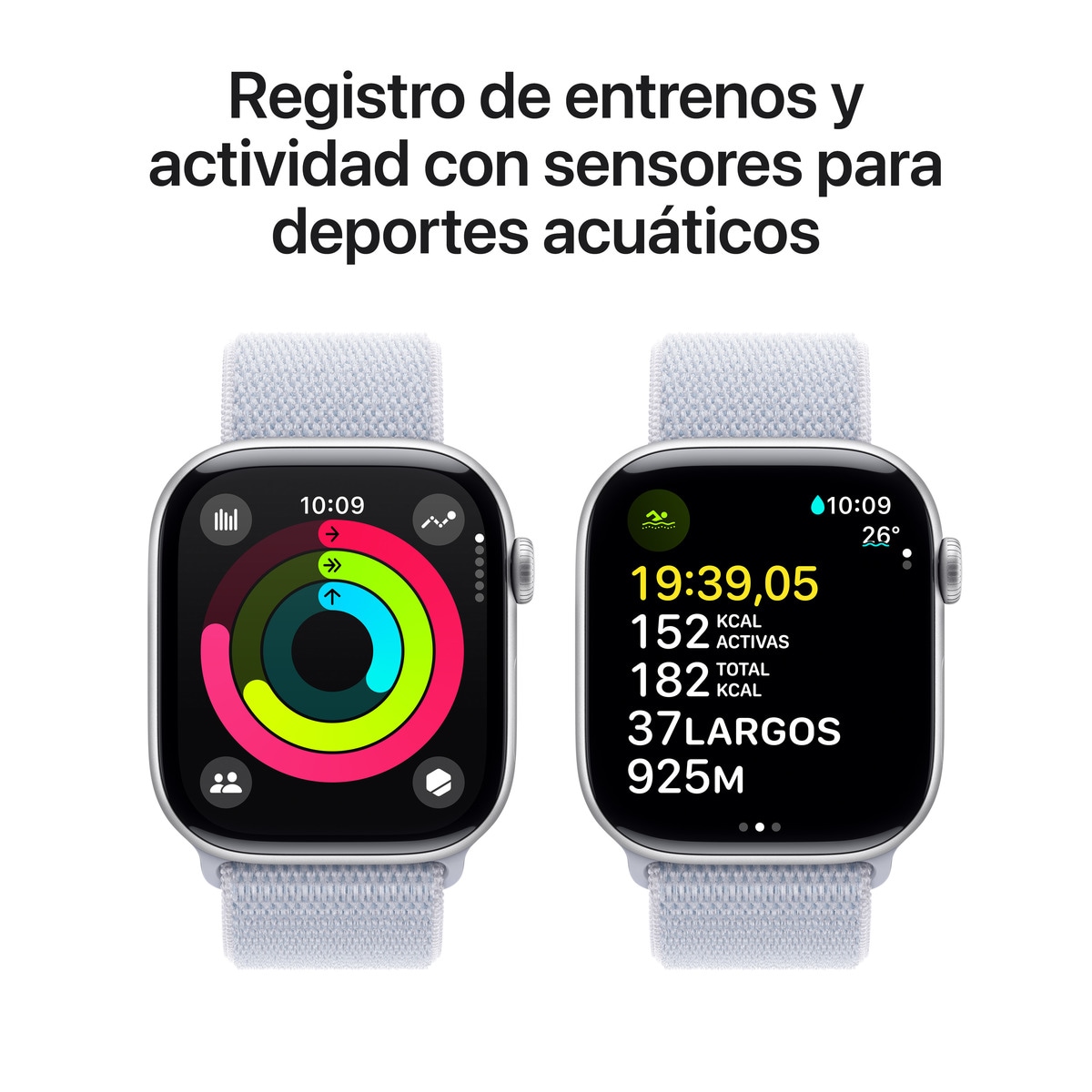 Apple Watch Series 10 GPS + Cellular 46mm Aluminio Plata con correa Loop Deportiva Azul Nube Plata-5