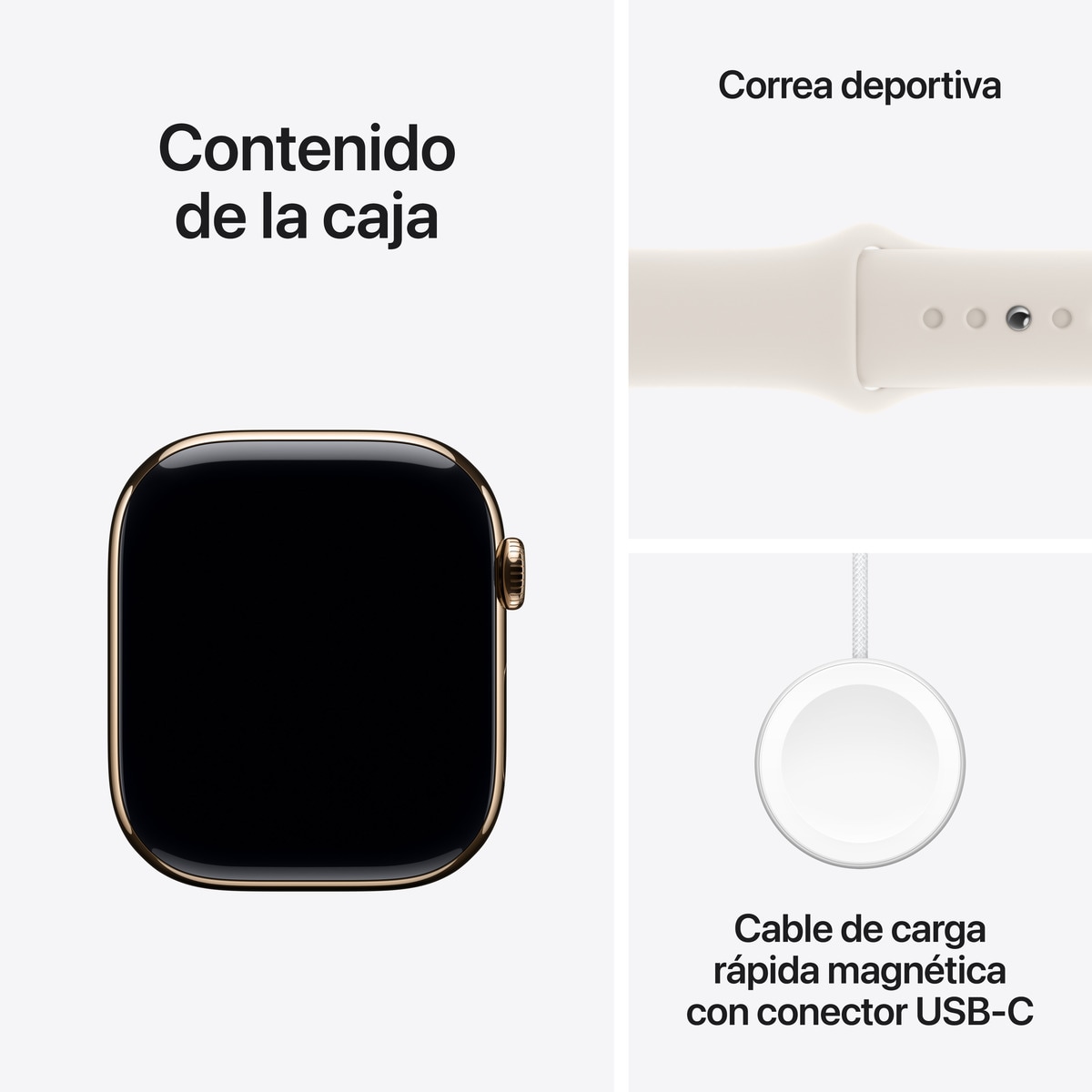 Apple Watch Series 10 GPS + Cellular 46mm Titanio Oro con correa Deportiva Blanco Estrella S/M Oro-10