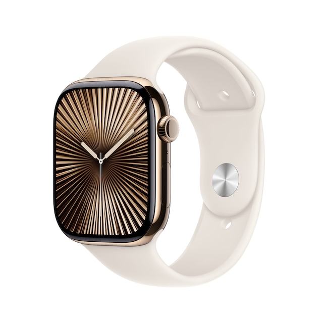 Imagen 0 de Apple Watch Series 10 GPS + Cellular 46mm Titanio Oro con correa Deportiva Blanco Estrella M/L