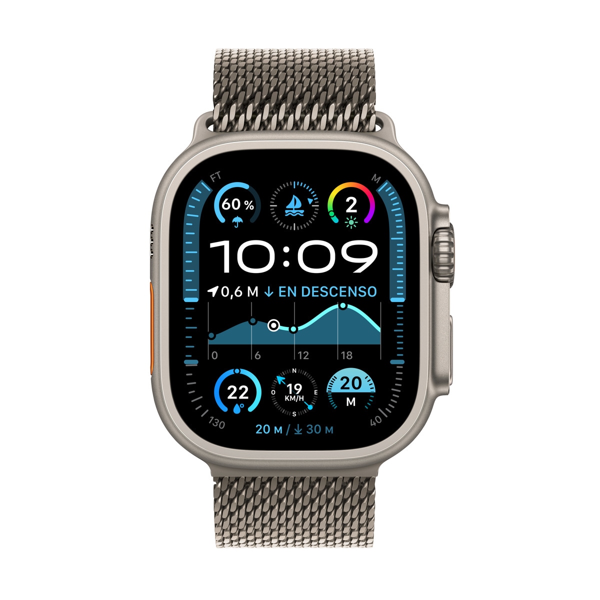Apple Watch Ultra 2 GPS + Cellular 49mm Titanio Natural con correa Milanese Loop en titanio S Titanio Natural-2